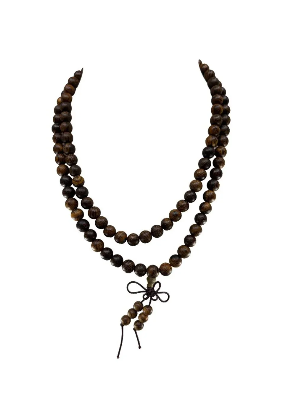 Natural Tiger Sandalwood 8mm 108 Beads Mala Necklace Bracelet 32.7g Wood